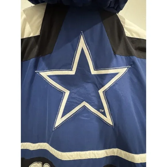Dallas Cowboys 90s APEX puffer STARS jacket JERRY M blue white NFL Pro Line vtg - Picture 13 of 16